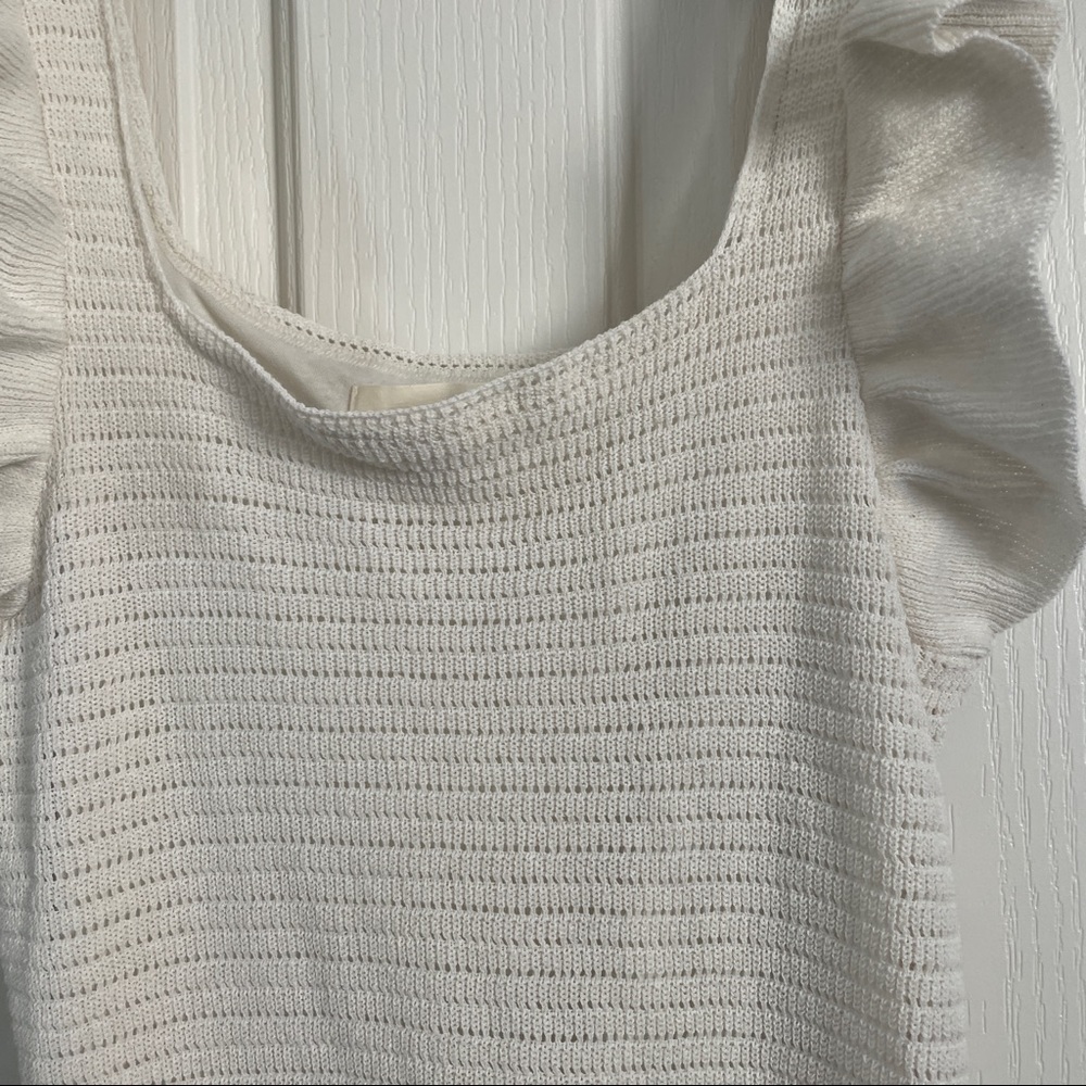Nwt Anthropologie Ruffled Pointelle Mini Dress Off White Cream Summer spring - Picture 5 of 11